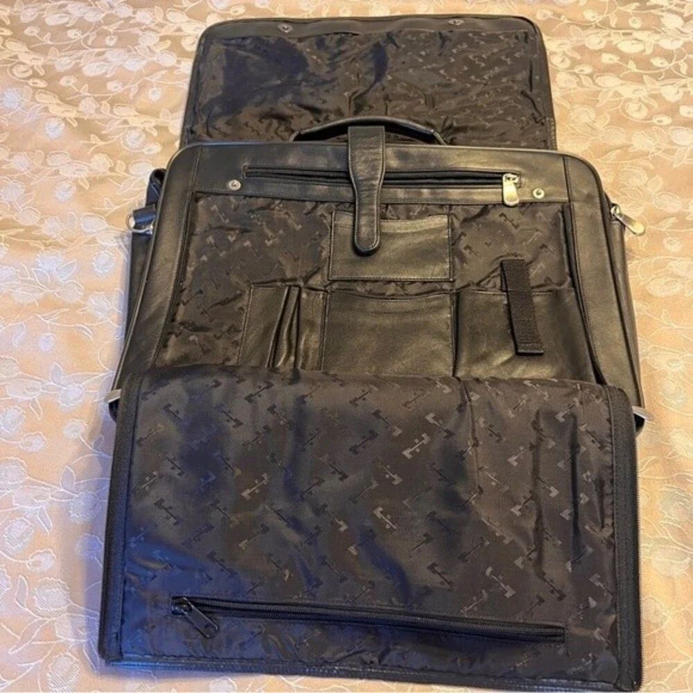 Mens Large Echelon Black Leather Briefcase EUC
